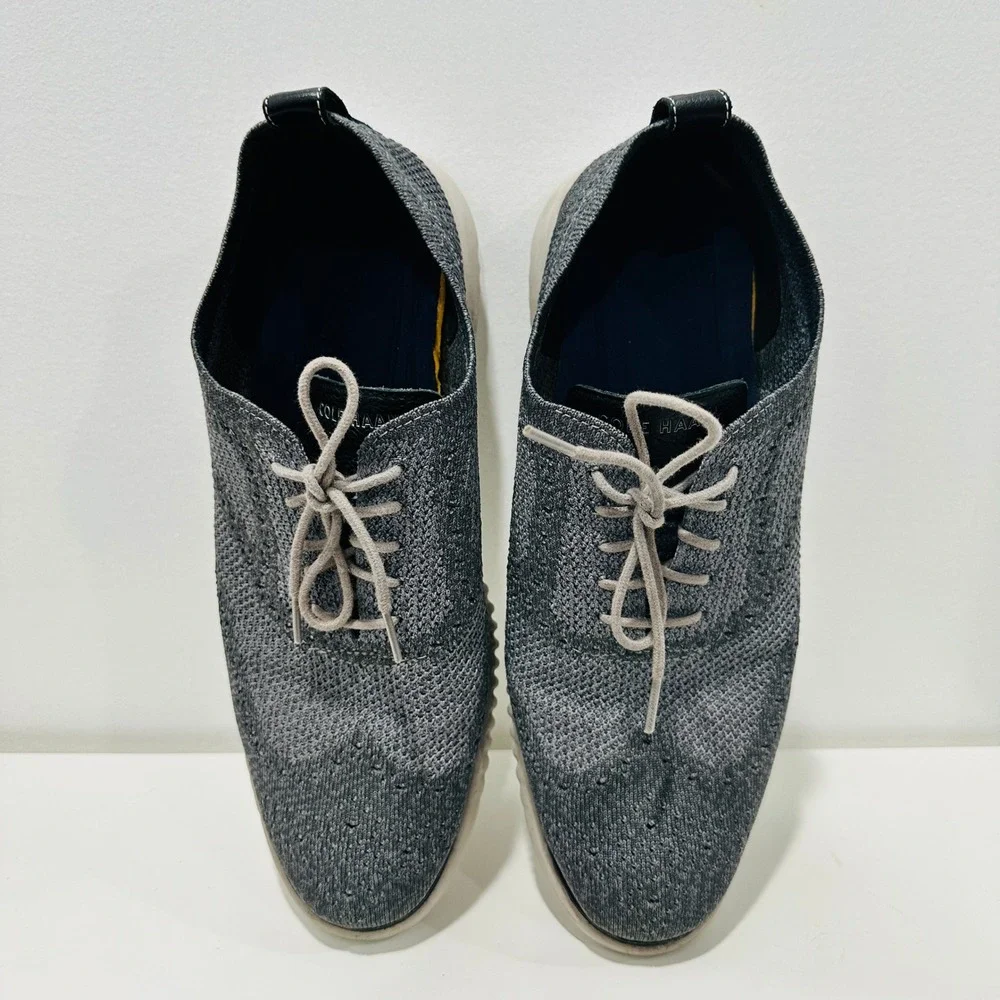 Cole‎ Haan Zerogrand Stitchlite Wingtip Oxford Gray Knit Mens Shoes C27565 11M